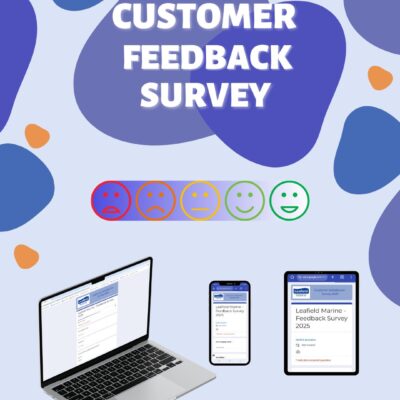 Leafield Marine Customer Feedback Survey poster